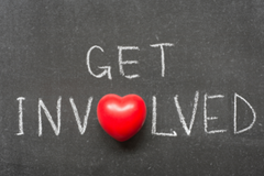 Get Involved Chalkboard with Heart
