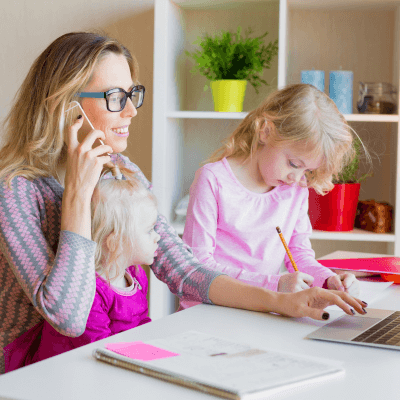 Mother with two young daughters